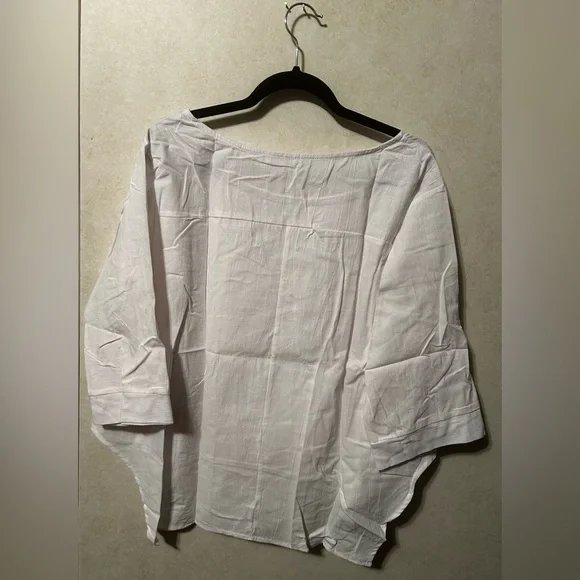 NIB 2X E Retro White pocket bell sleeve handkerchief top - Picture 6 of 10